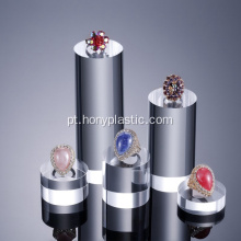 Base de exibição de jóias de barra redonda de barra de barra de acrílica clara